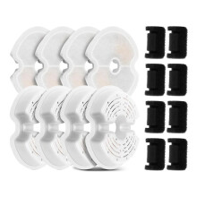 Paquet de 8 Filtres de Rechange et 8 Filtres de Pompe pour Fontaine à Chat, Quadruple Filtration, Remplacement de Fontaine pour Animaux de Compagnie