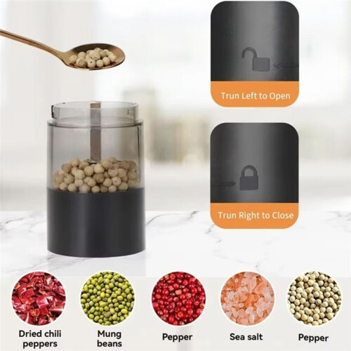 Automatic Electric Bottle Grinder-USB Charging Pepper Salt Grinder with Adjustable Coarseness,One Hand Operation 1