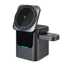 Magnetic Phone Auto Rotation Wireless Charger with Clock, 15W Fast Charging Stand for 12-17, for