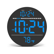 Horloge Murale Numérique avec Affichage LED, Horloge Murale Électrique avec Température, Heure D'Été Automatique, Date et Jour, pour Bureau,