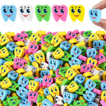 Confezione da 240 mini gomme a forma di dente - Biscotti molari, premi per la classe e materiale scolastico per bambini