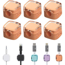 6-pack magnetiska kabelklämmor - Orange sladdhållare för skrivbord, bil och USB-kablar6 st magnetiska skrivbordskabelhantering - o
