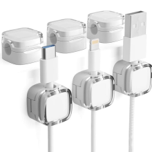 Lot de 6 clips magnétiques organisateurs de câbles - Support de gestion des câbles blancs pour bureau, voiture et câbles USBLot de 6 clips m