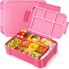 Lekvrije bento lunchbox voor kinderen - voedselcontainer met 4 compartimenten voor school, BPA-vrij en duurzaam