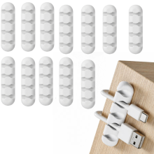 12-pack kabelklämmor (vita) - 4-facks kabelhållare för skrivbord, hem- och kontorsmaterial
