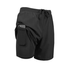 Heren Zwembroek met Compressievoering, Stretch Zwemshort met Zakken Zwart S