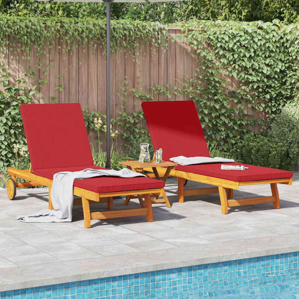 Vidaxl Sun Lounger Reclining 2-Person 2 Pcs Brown Solid Acacia Wood