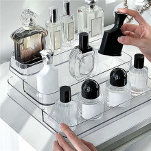 3X 3 Tier Desktop Perfume Shelf PET Cosmetic Organizer Perfume Storage Rack Doll Display Stand