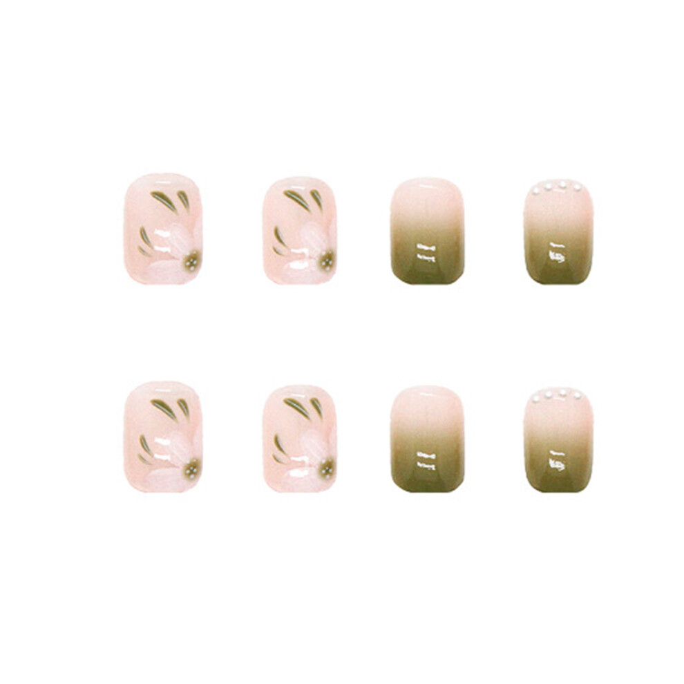 Creation-3C (Standard) Green Gradient False Nails - Smooth Edge