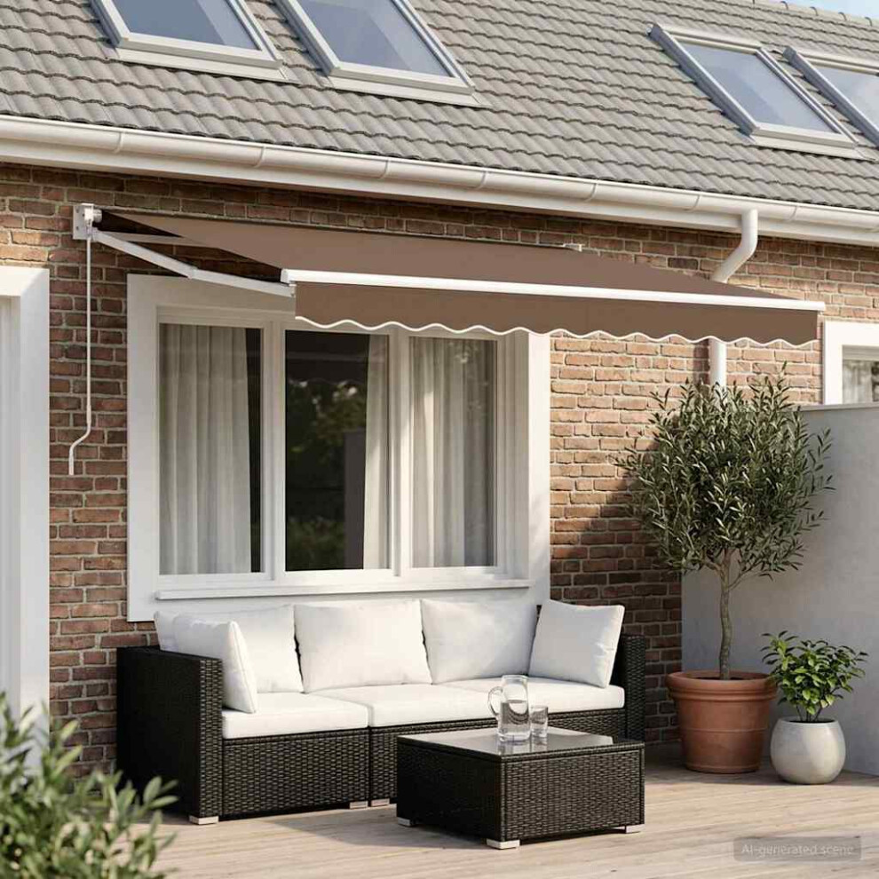 Vidaxl Retractable Awning Taupe 3.5 X 2 M 100% Polyester And Aluminium