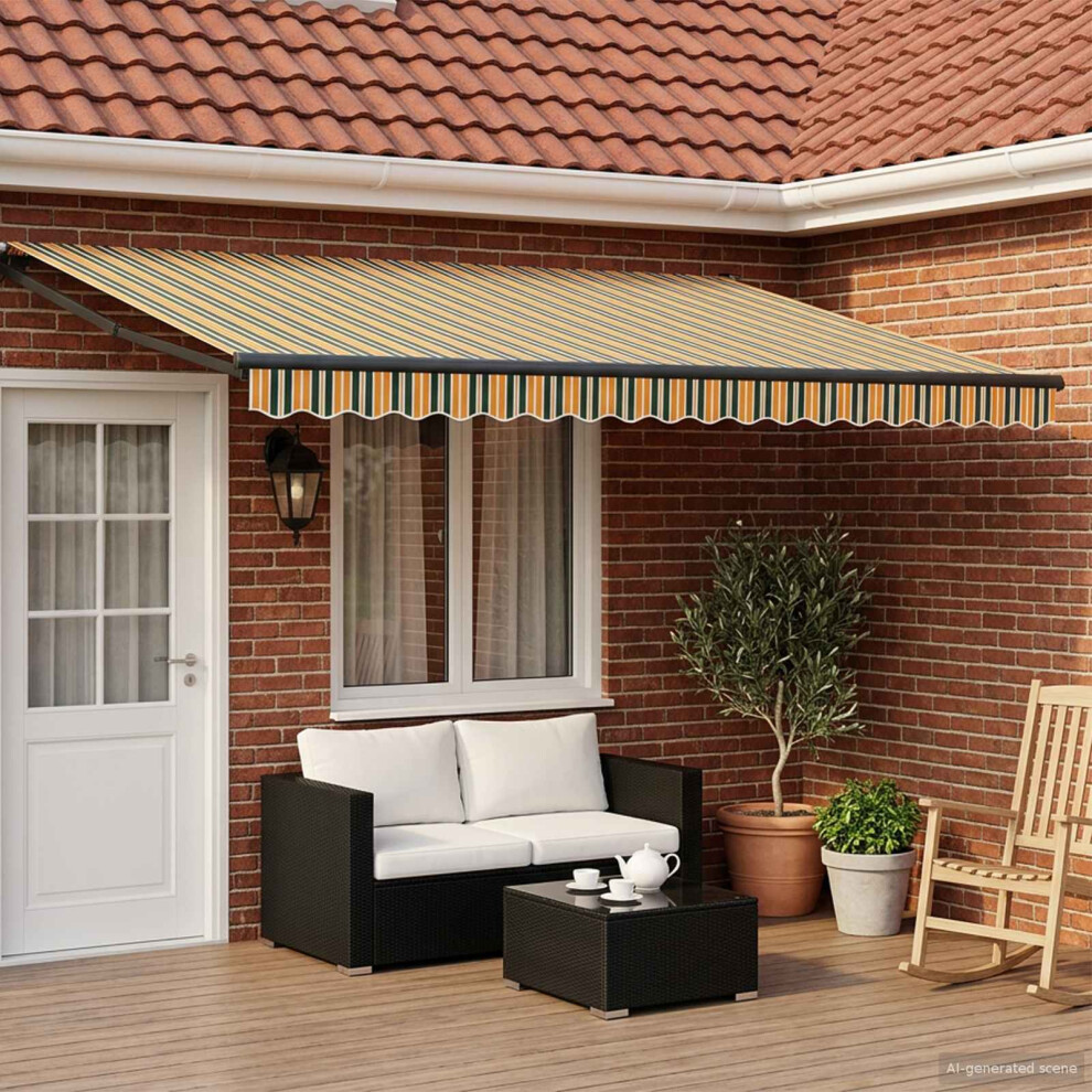 Vidaxl Manual Retractable Awning With Leds 5 X 3 M