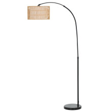 Lampada da terra con paralume in corda di canapa, altezza regolabile, interruttore a pedale, nera