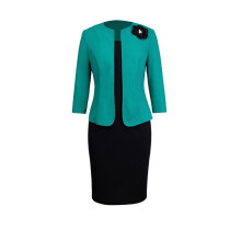 Elegante Tweedelige Kerkpakken voor Dames met 3D-Bloemdetails en een Mouwloze Jurk Groen XXL