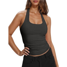 Ärmelloses Sporttop für Damen mit Neckholder, Hoher Elastizität, Schnelltrocknend und Atmungsaktiv Dunkelgrau XL