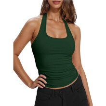 Ärmelloses Sporttop für Damen mit Neckholder, Hoher Elastizität, Schnelltrocknend und Atmungsaktiv Grün S