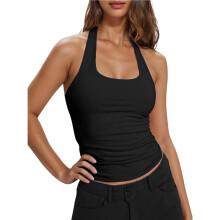 Ärmelloses Sporttop für Damen mit Neckholder, Hoher Elastizität, Schnelltrocknend und Atmungsaktiv Schwarz XXL