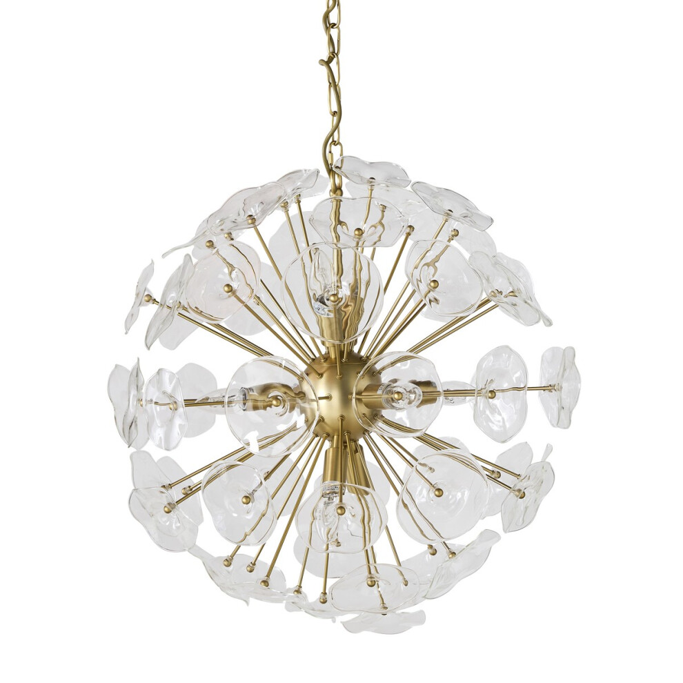 Signature Dahlia Glass And Brass-Finish Metal Chandelier