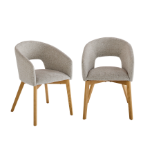 Set of 2 INES greige upholstered chairs in solid ash