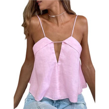 Womens V Neck Strappy Tank Tops Loose Casual Sleeveless Shirts Blouses S
