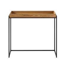 Console table with raised edges and black metal legs, 100 cm long - JESSIE