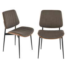Set of 2 taupe quilted fabric chairs, 82.5 cm high - GISELLE
