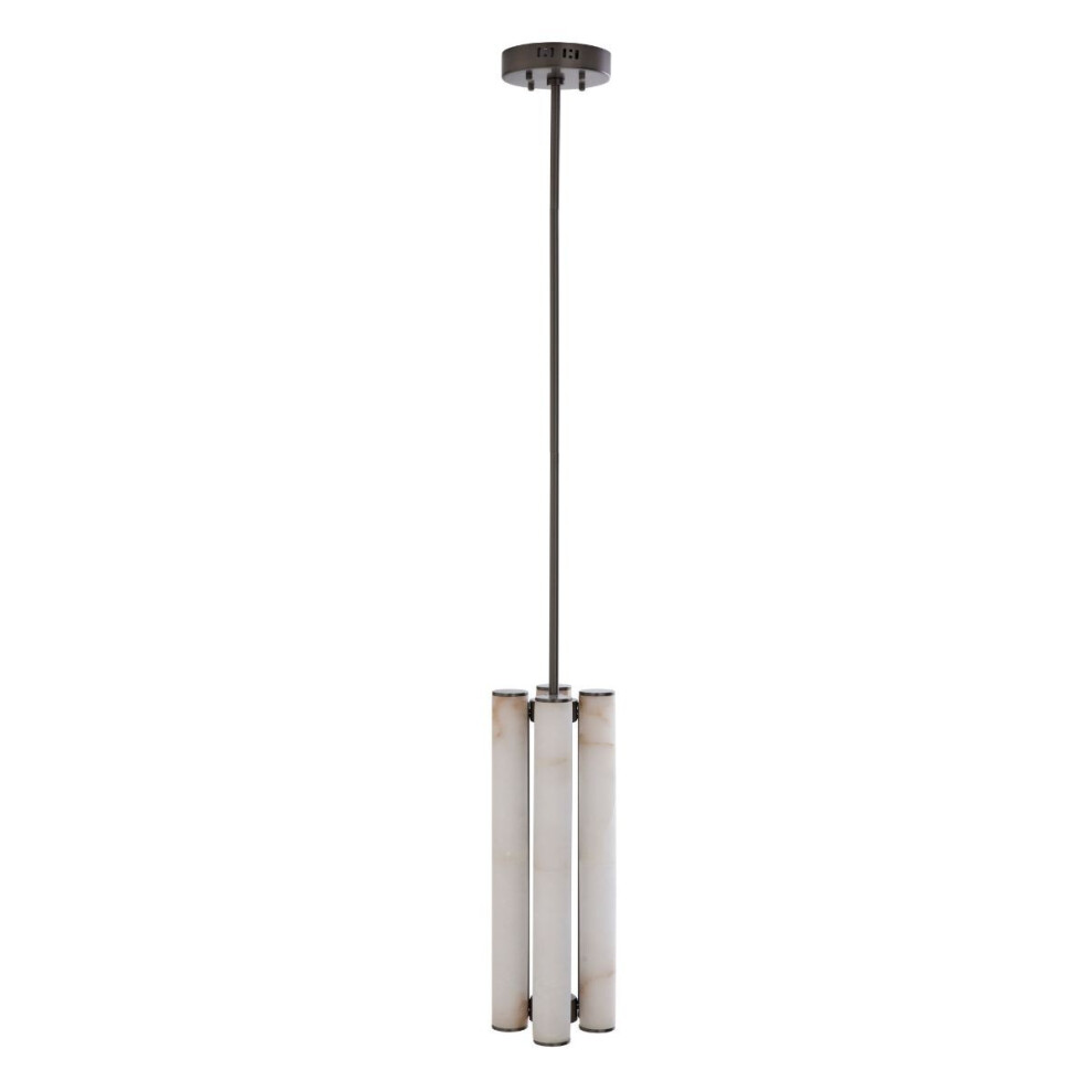 Signature Vertical Chandelier In Alabaster And Metal, 55 Cm High - Montaigne