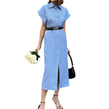 Women'S Belted Cotton Linen Maxi Shirt Dresses Sleeveless Button Down Long Dress with Pockets L