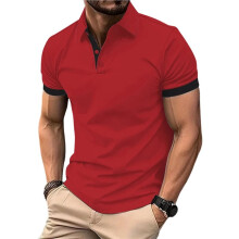Camisas Masculinas de Golfe com Modelagem Regular e Tecido Elástico Vermelho XXXL