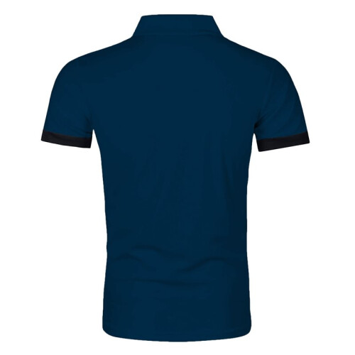 Camisas Masculinas de Golfe com Modelagem Regular e Tecido Elástico Azul Jeans 5XL 1