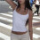 Women'S Basic Tank Top Spaghetti Straps Sleeveless Camisole Shirts White L 3