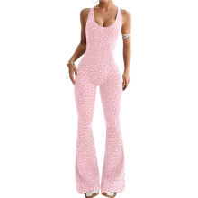 Eleganter Ärmelloser Jumpsuit mit Leopardenmuster für Damen - Perfekt für Freizeit und Abendgarderobe Rosa S
