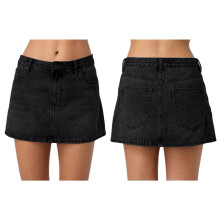 Women'S Y2k Denim Skirt Low Rise Casual Bodycon Jean Skirt with Pockets Black L