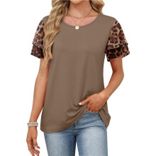 Women'S Summer Tops Trendy Ruffle Short Sleeve Shirts Casual Chiffon Blouses Vacation Clothes Coffee Color XXL