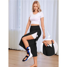 Damen-Abreiß-Hose mit Verkürztem Bein, Hüft-, Knie- und Knöchelersatz, Adaptivem Klettverschluss und Weitem Bein Schwarz M