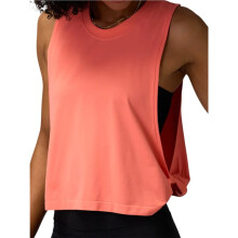 Regatas Femininas com Cavas Amplas - Camisetas Cropped Folgadas Sem Mangas para Treino, Ioga, Corrida e Academia Cor Coral S