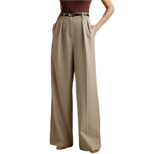 Elegante, Hochgeschnittene Business-Anzughose für Damen mit Geradem Schnitt Khaki M