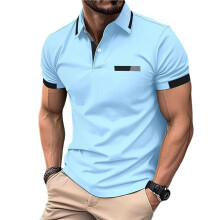Casual Herenoverhemden met Korte Mouwen en Knoopsluiting, Slim Fit, Stijlvolle Tops Hemelsblauw XXXL