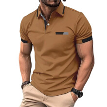 Casual Herenoverhemden met Korte Mouwen en Knoopsluiting, Slim Fit, Stijlvolle Tops Donkerbruin S