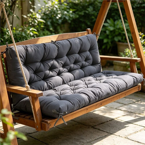 Waterproof Backrest Swing Cushion, 2-3 Seater Patio Swing Replacement Pad, Multi Sizes, Gray 100x100x10cm 2