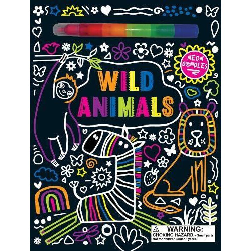 Neon Doodles Book Wild Animals Paperback Book