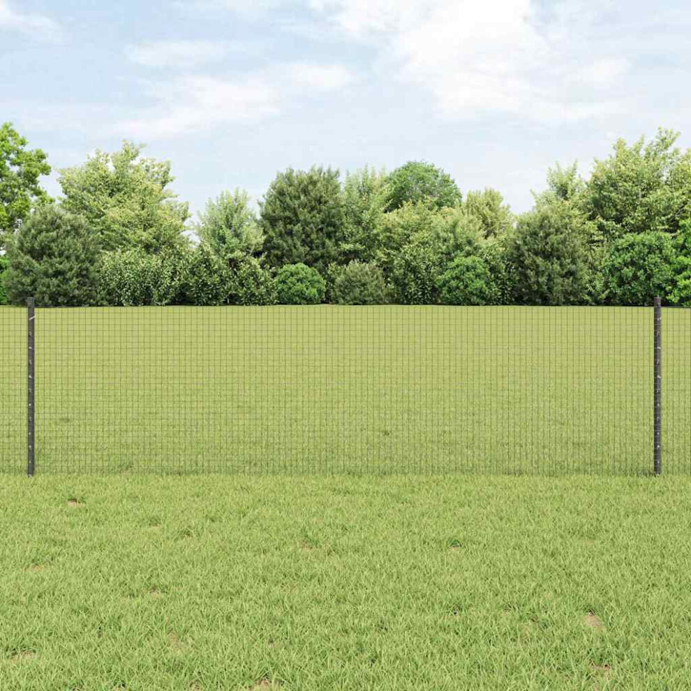 Vidaxl Welded Wire Fence With Post 100 X 0.6 M Pvc-Coated Steel Grey