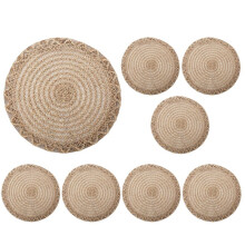 8Pcs Wavy Jute Placemats, Anti-Slip Heat Insulated Retro Table Mats