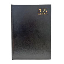 2027 A5 Diary Hardback Week to View 3183 - Black