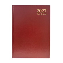 2027 A5 Diary Hardback Week to View 3183 - Red