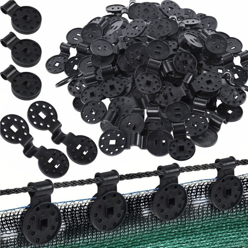 100PCS Black Plastic Net Clips - for Shade Cloth & Garden Netting Fixing