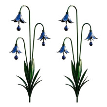 2PK Triple-Bluebells Garden Stake with Bell,Metal Flower Outdoor Yard Decoration