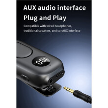Receptor de Áudio 6.0 para Carro, Conversor AUX para Reprodução de Áudio, Preto