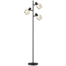 Lampada da terra a 3 luci con design ad albero flessibile, lampada da terra in metallo, nera