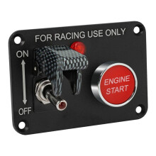 Racing-Strömbrytarpanel Vippströmbrytare Kolfiber Racingbil Tändningsbrytarpanel Motorstart Tryckknapp Röd LED