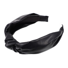 PU Lederen Haarband Zwart Met Knopen Stevige Dames Hoofdband